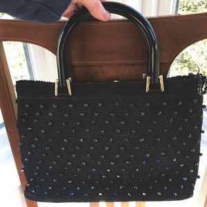 Scandi vintage woven beaded handbag pristine